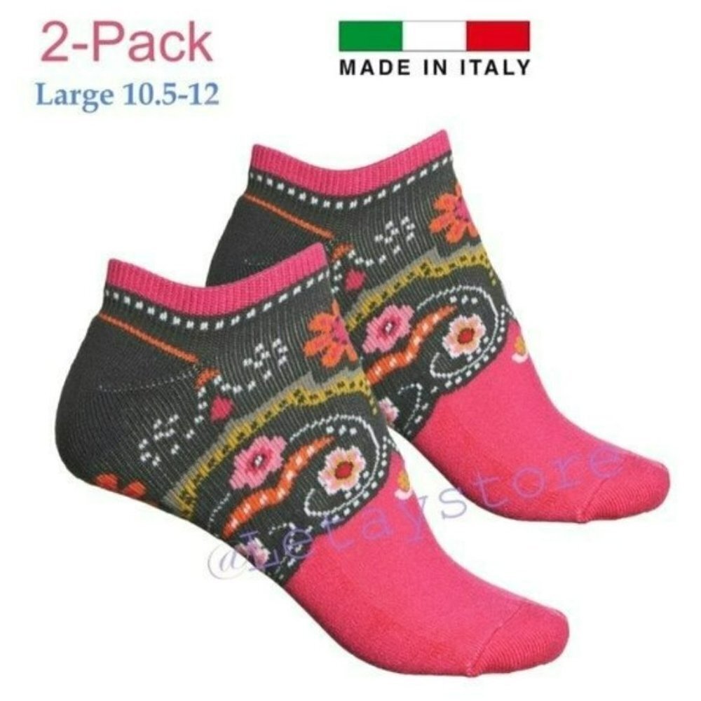 NWT U-Sox Bundle of 2 Made in Italy Giulia Lightweight Floral Print LowCut Socks